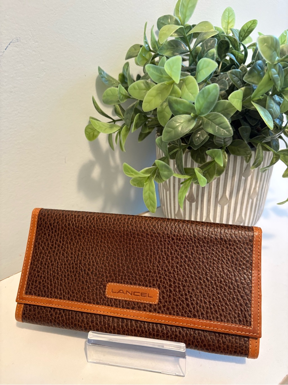 Lancel Pebbled Leather Flap Wallet